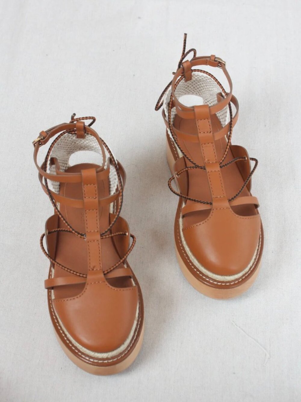 Ulla Johnson Salinas Flatform Espadrille Cognac Size 38 NWT/Never Worn - Picture 2 of 6